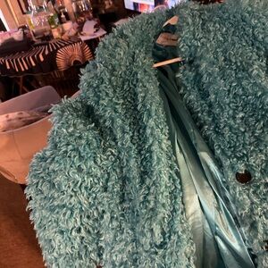 Fashion Nova Turquoise Fuzzy Jacket